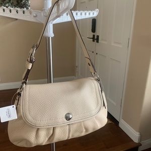 NWT Coach Soho Almond Leather Pleated Flap Bag